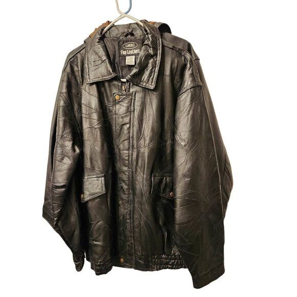 Le World Fine Leathers Leather Qualted Look Jacket XL - Picture 1 of 3
